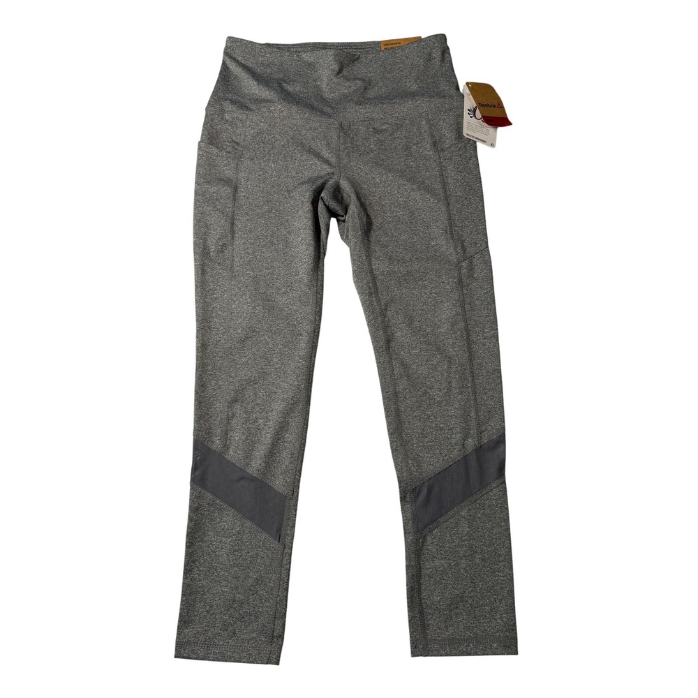 Reebok Leggings Capri Gray Aspire High Rise Mesh Pocket Training Pants Small